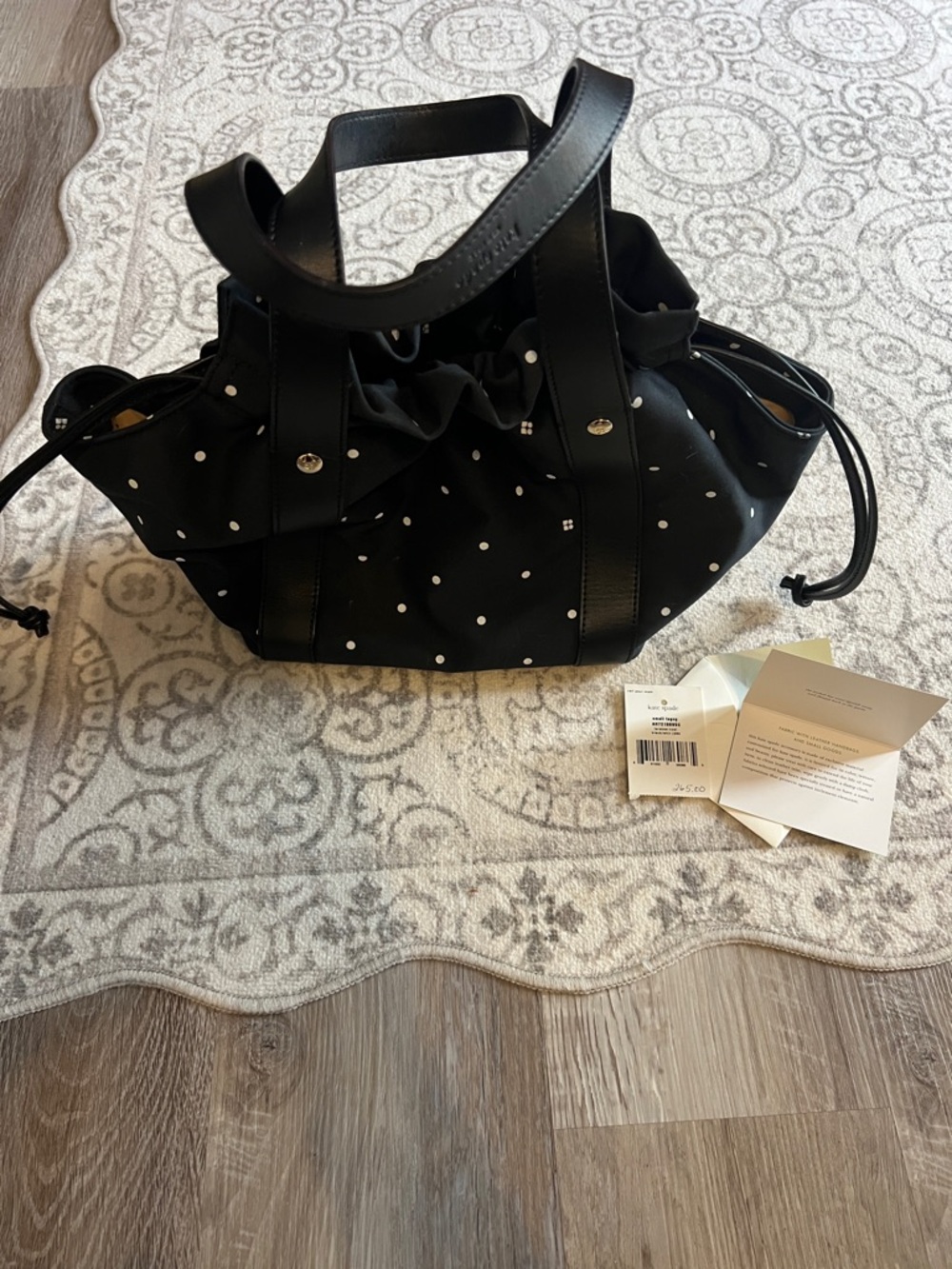 kate spade Black Nylon Polka Dot Small Topsy Tote, New
